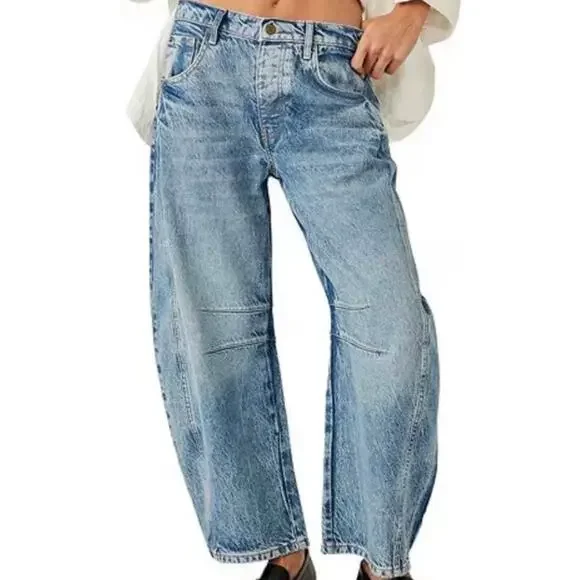 Free People We The Free Good Luck Mid-Rise Barrel Jeans 27 SHORT - Picture 10 of 10